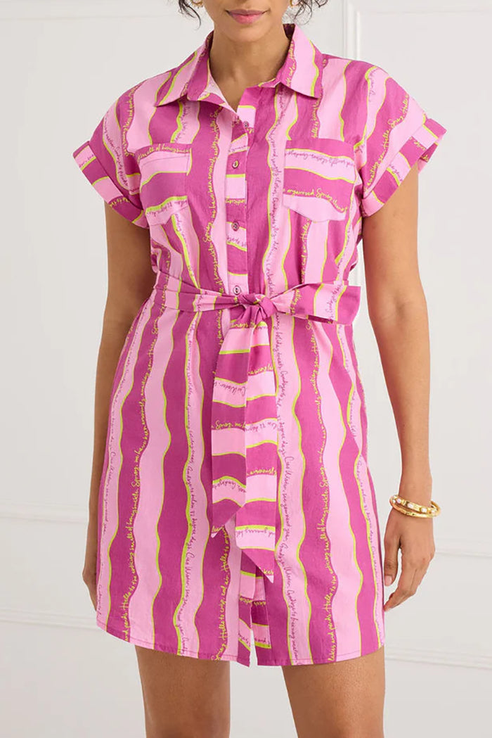 Button Front Wave Stripe Dress