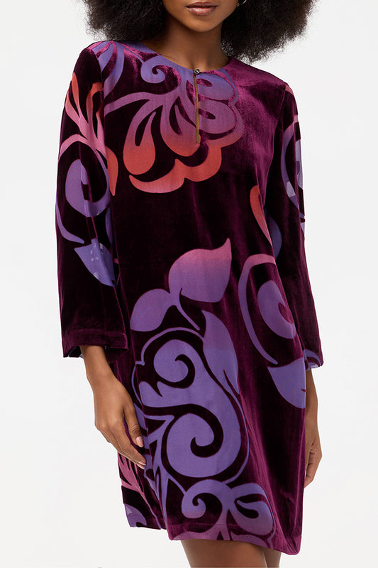 Velvet Patterned Mini Dress