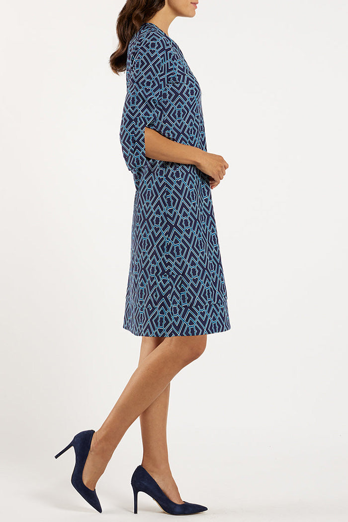 3/4 Sleeve Navy Shift Dress