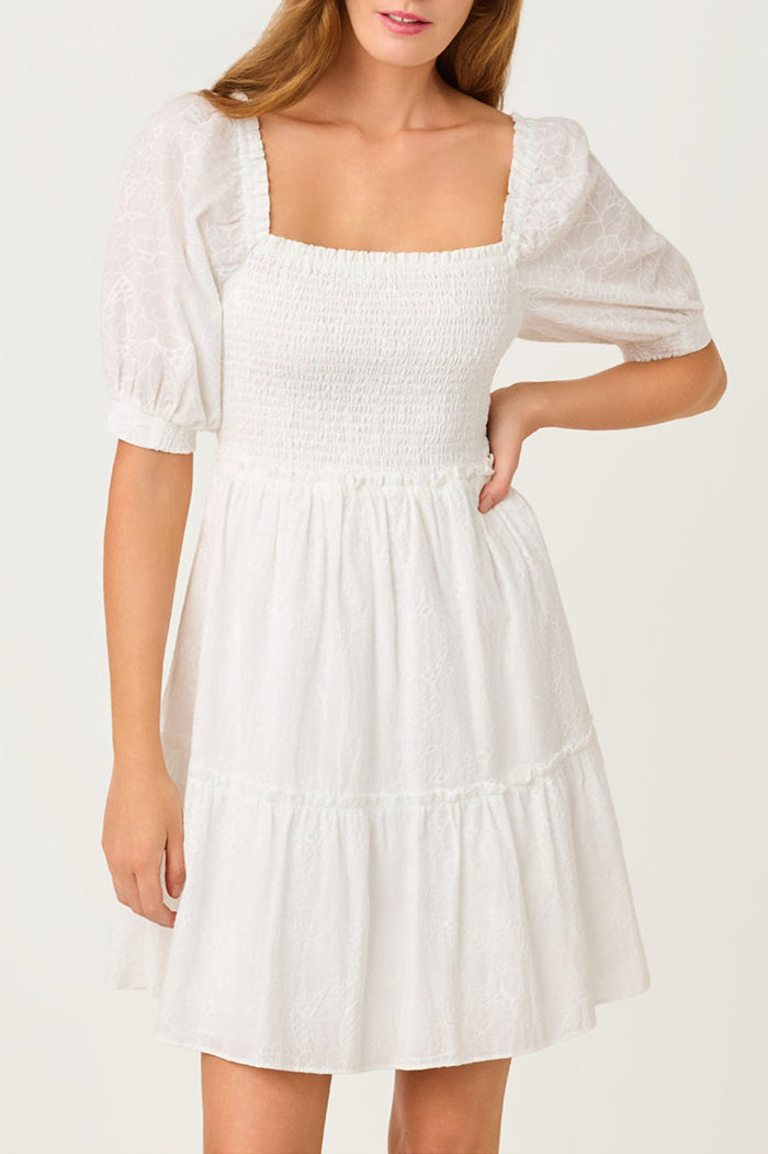Puff Sleeve Smocked Tiered Dress