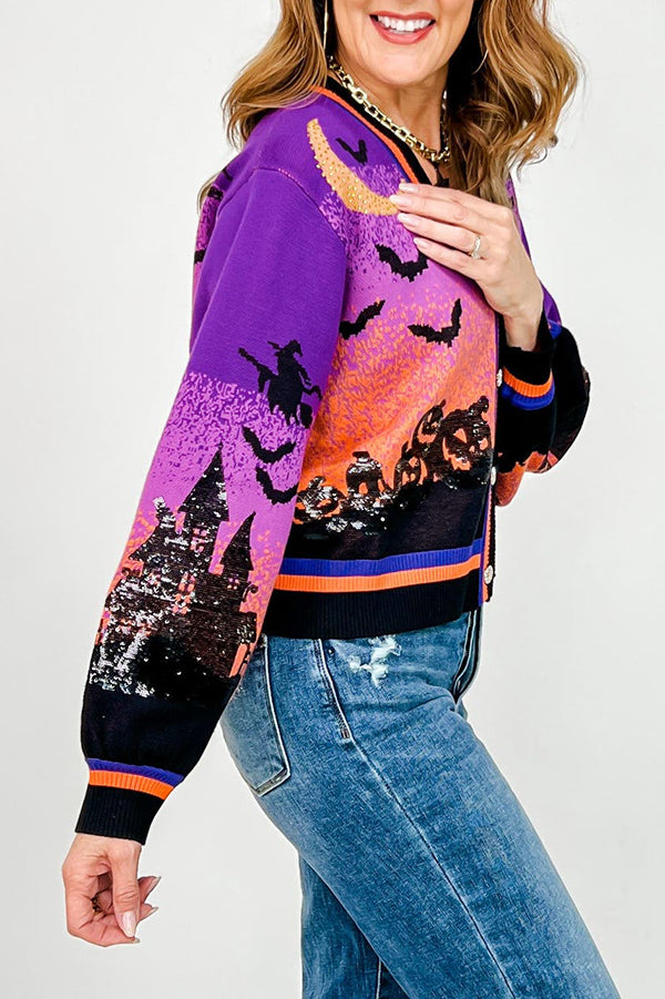 Casual Halloween Scene Cardigan
