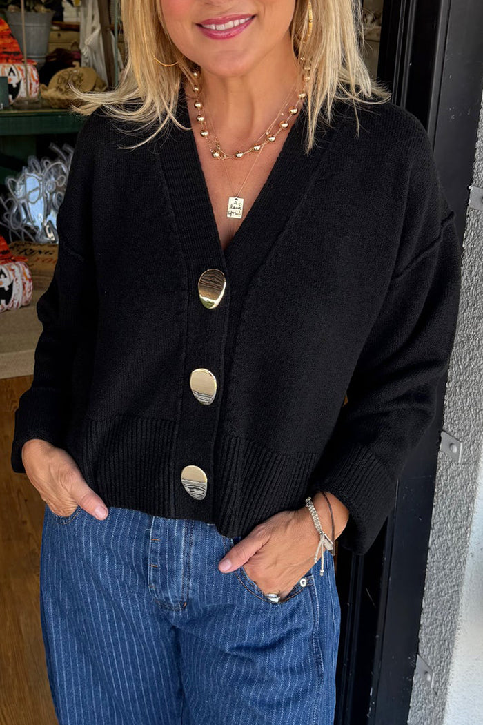 Golden Button Knitted Cardigan