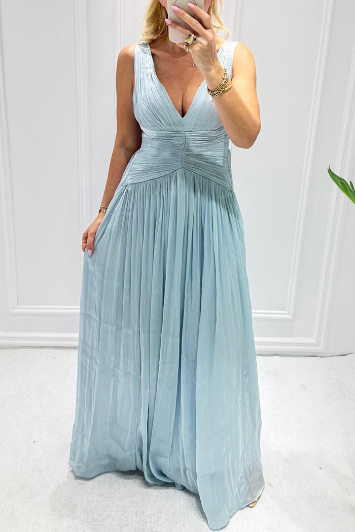 Sleeveless Ruched Waist Maxi Dress