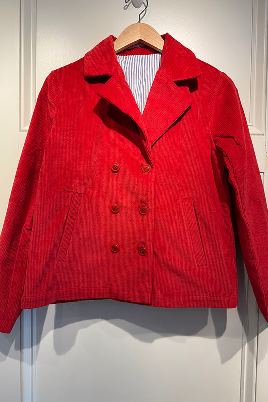 Double-Row Buckle Corduroy Jacket