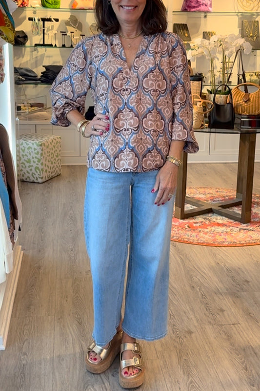 Casual Retro Patterned Top