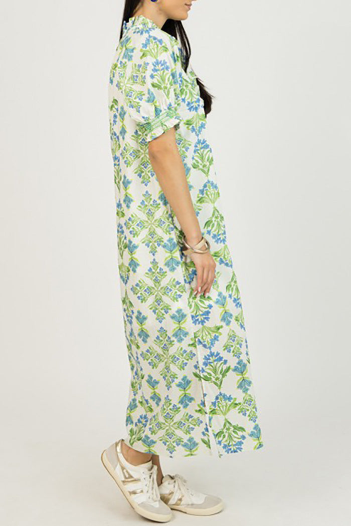 Ruffle Trim Floral Print Pocketed Dress