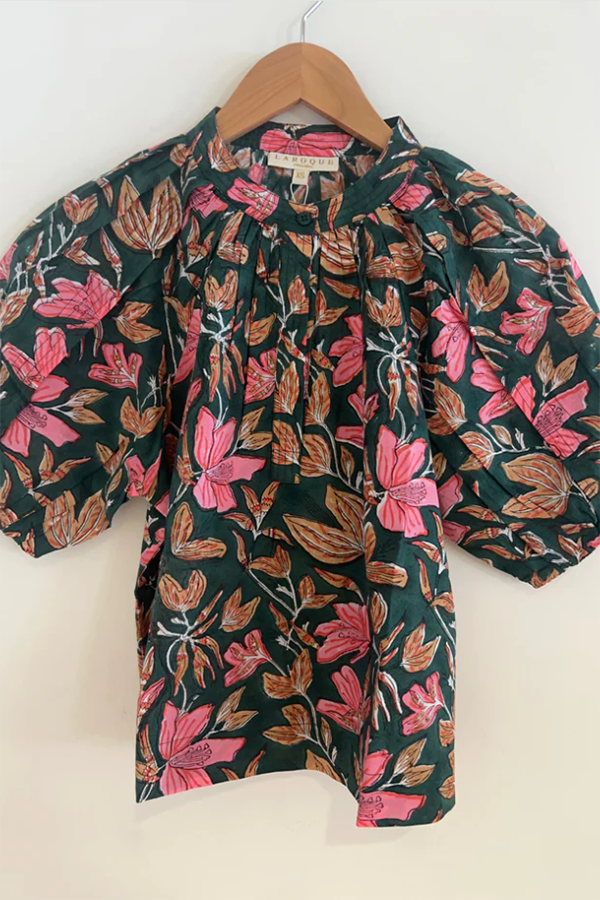 Casual Puff Sleeve Floral Top