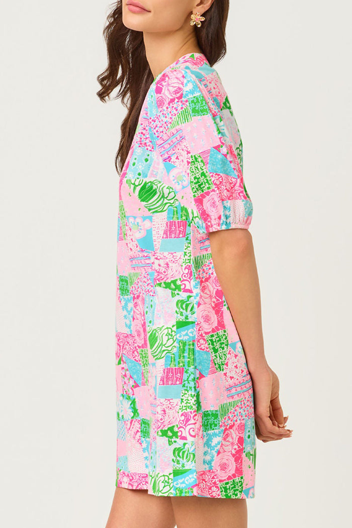 Puff Sleeve Print Mini Dress