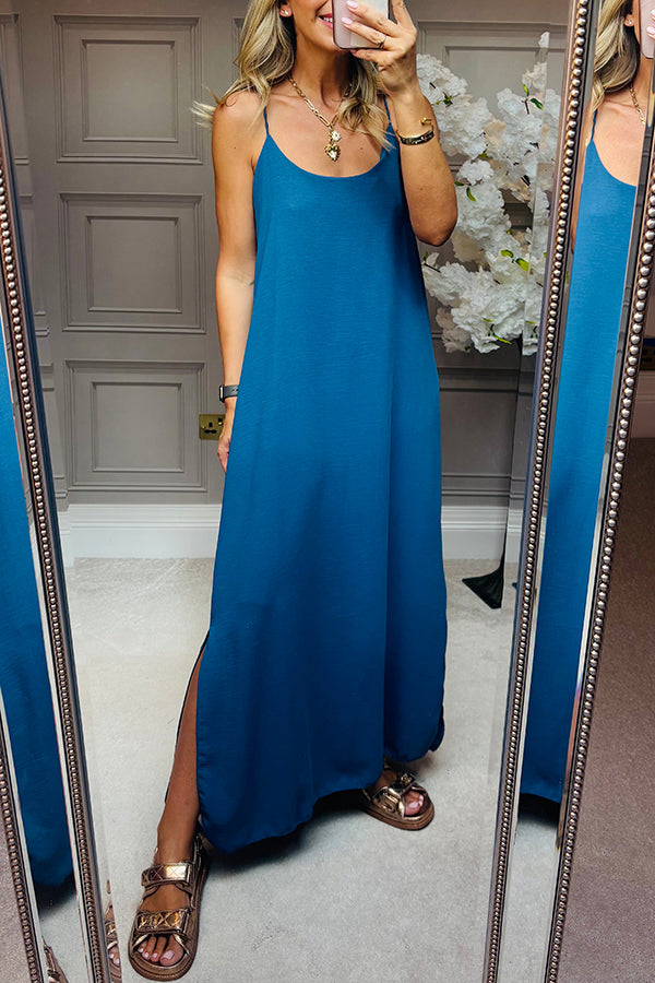 Solid Color Halter Dress