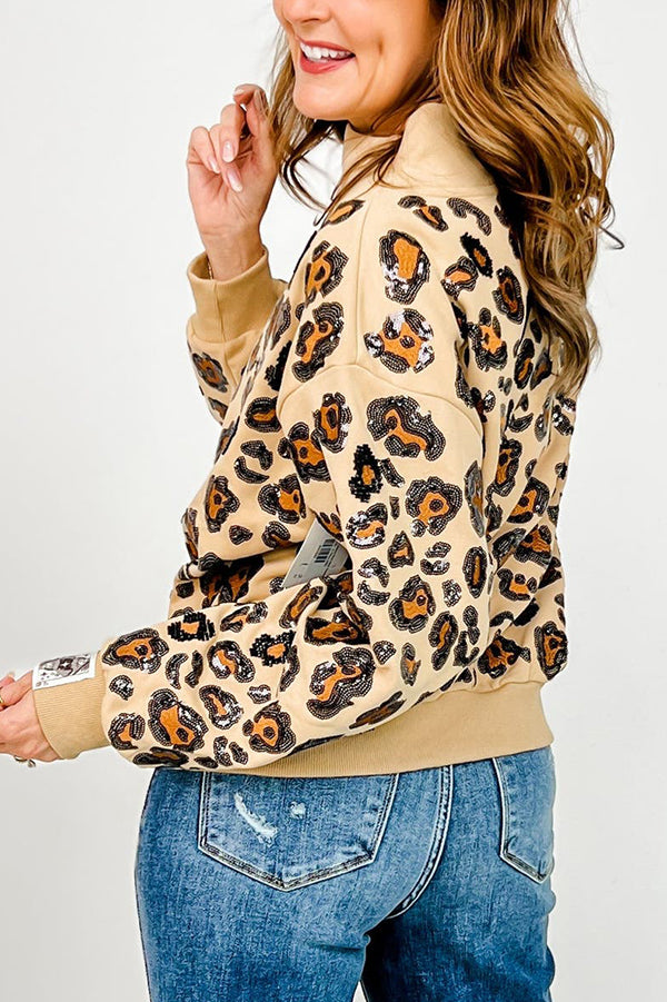 Leopard Mock Neck Sweatshirt