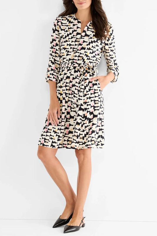 Casual Retro Print Pocket Dress
