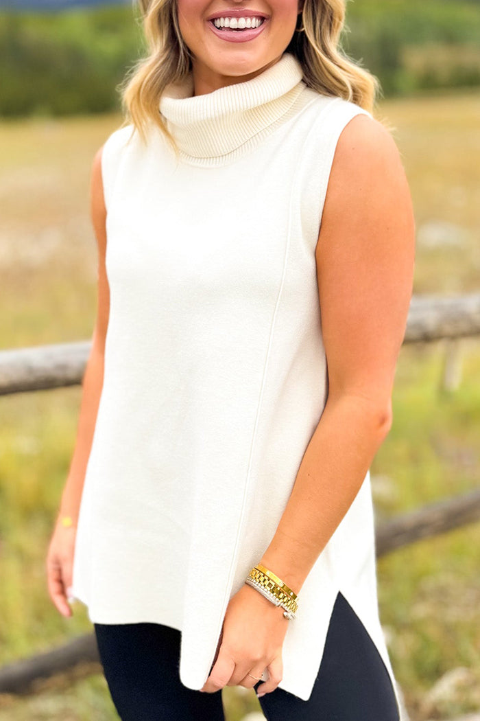 Sleeveless Mock Neck Sweater