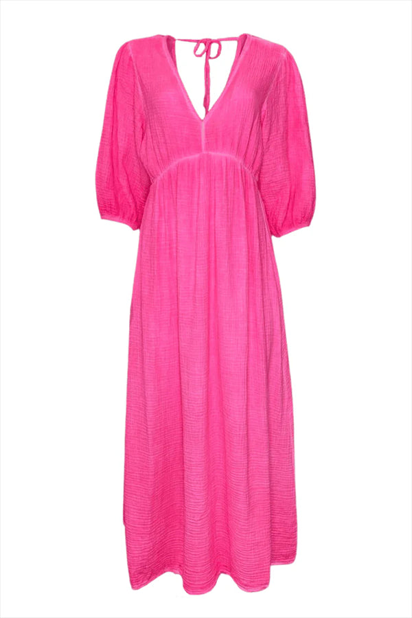 Tied Back Neck Cotton Dress