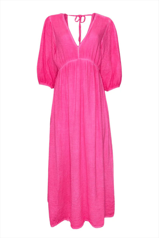 Tied Back Neck Cotton Dress