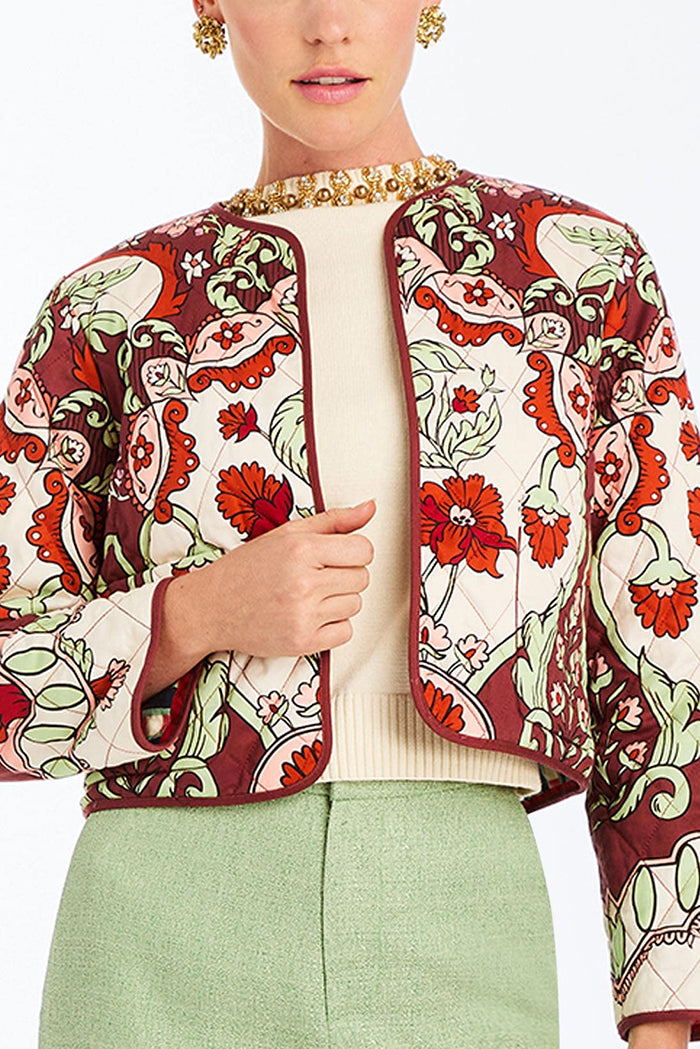 Floral Convertible Quilted Jacket