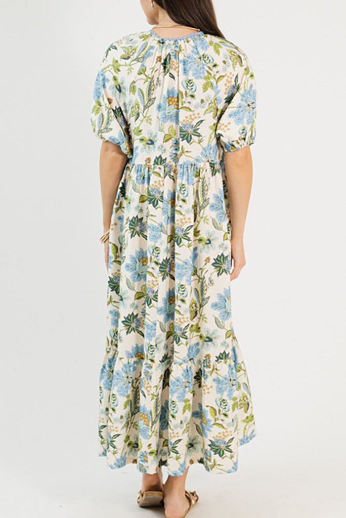 Puff Sleeve Floral Maxi Dress