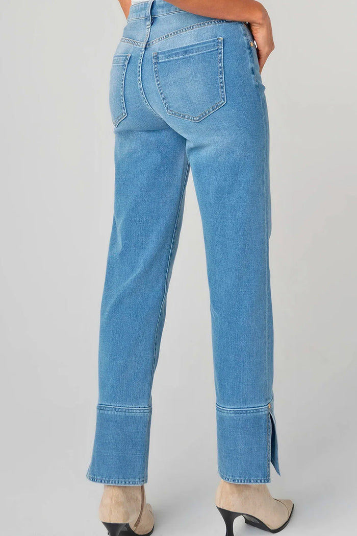 Cuff Hem Straight Leg Jeans