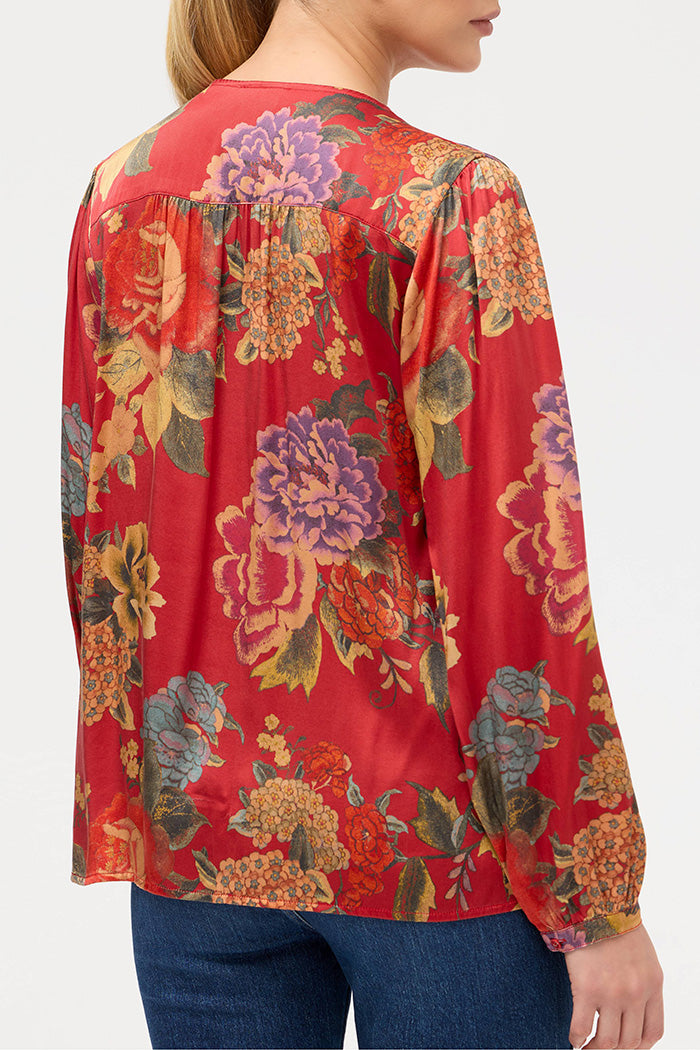 Tie Neck Curved Hem Prairie Top