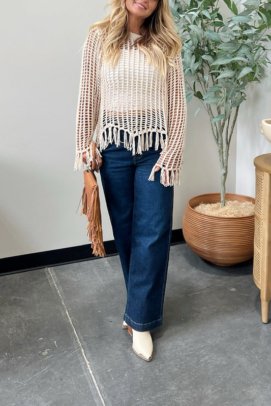 Net Crochet Knit Sweater