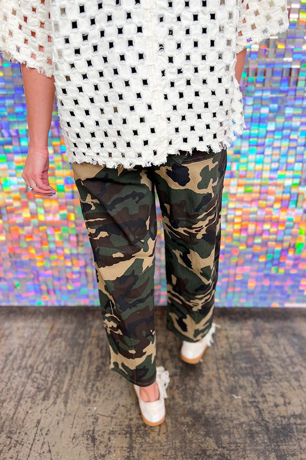 Casual Wide Leg Camouflage Pants