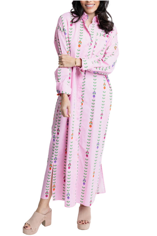 Floral Vine Poplin Shirt Dress