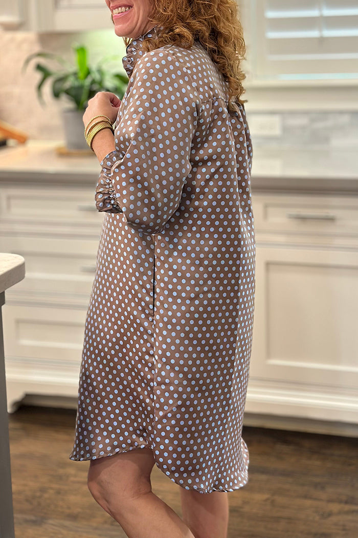 Casual Polka-Dot Shirt Dress