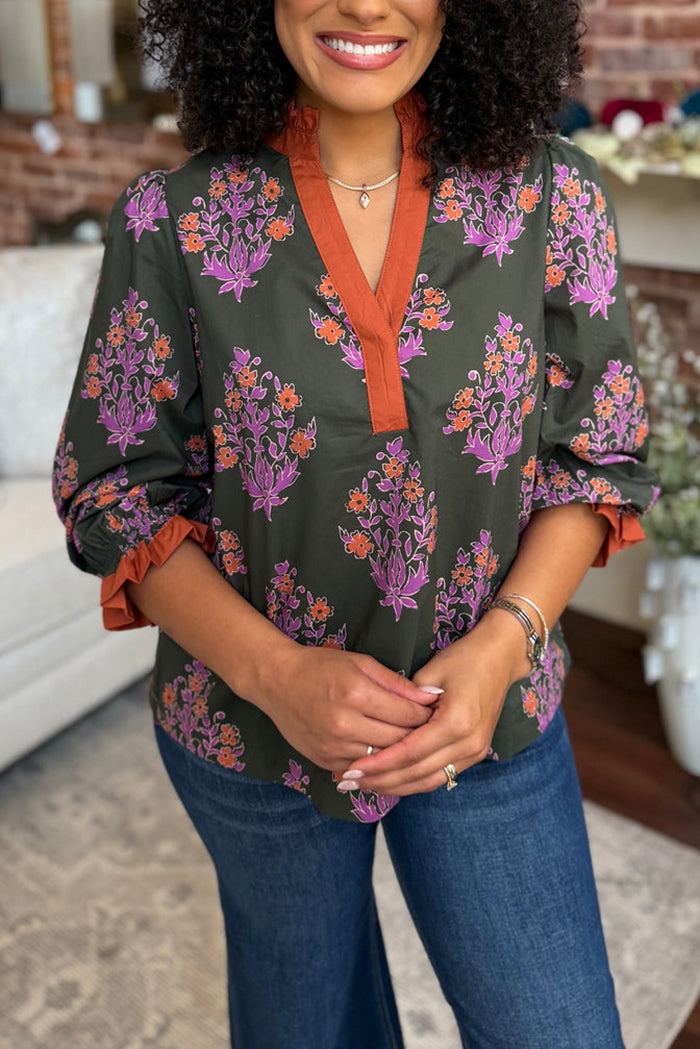 Casual Botanical Block Top