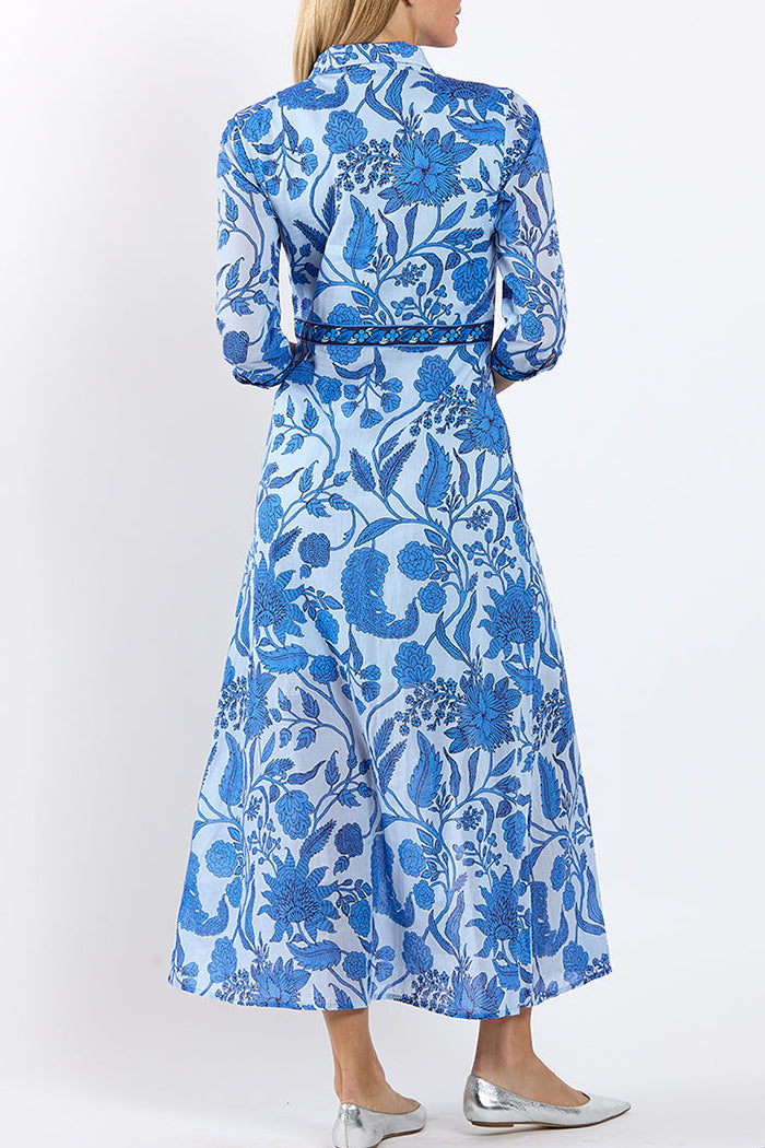 3/4 Sleeve Floral Buttoned Pocket Maxi Dress