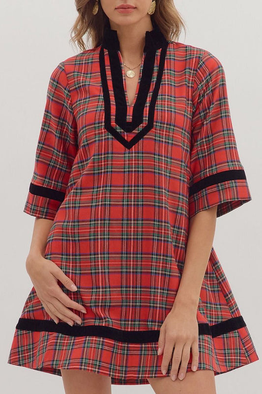 Casual Plaid Tunic Dress