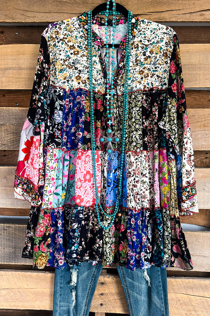 Loose Patchwork Floral Tunic