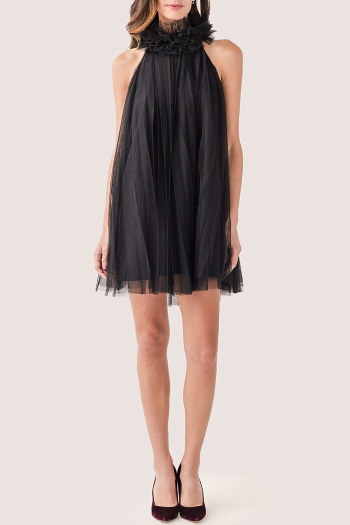 Pinch Tulle Halter Mini Dress