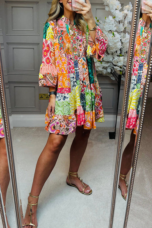 Button Ruffle Bottom Dress