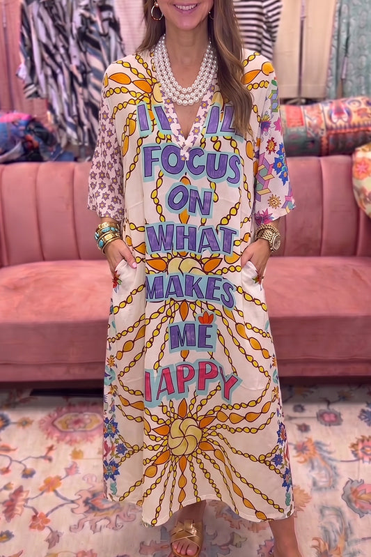 Focus On What Makes Me Happy Printed Maxi Dress