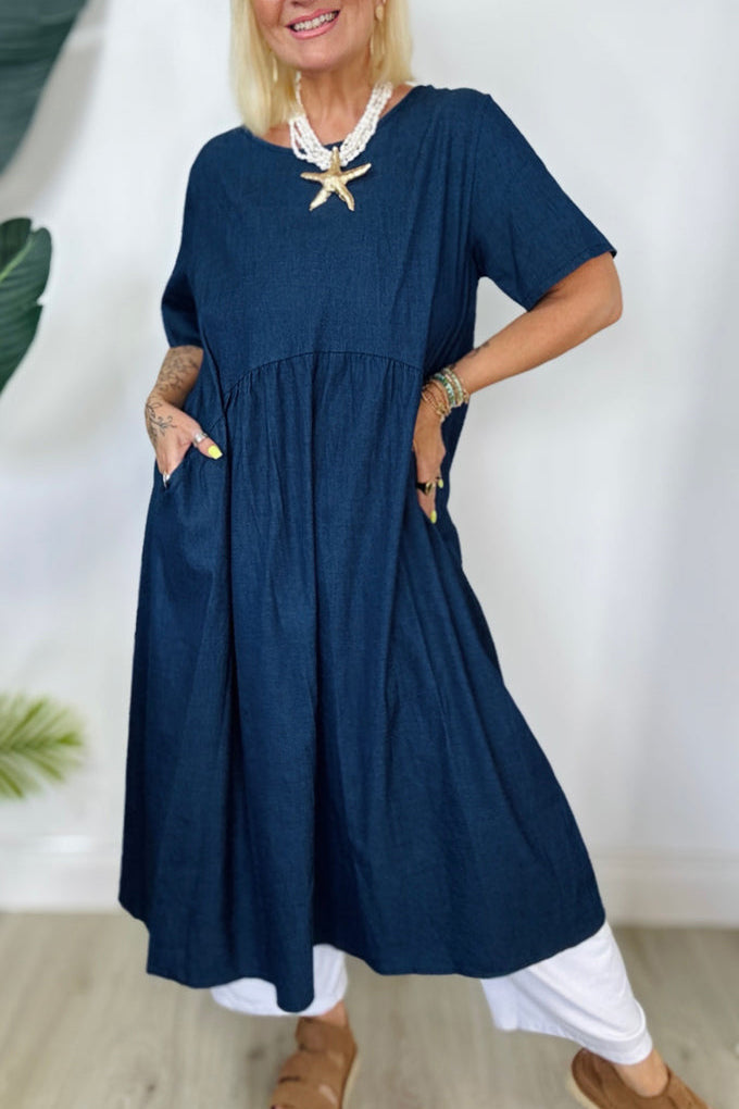 Casual Denim Midi Dress