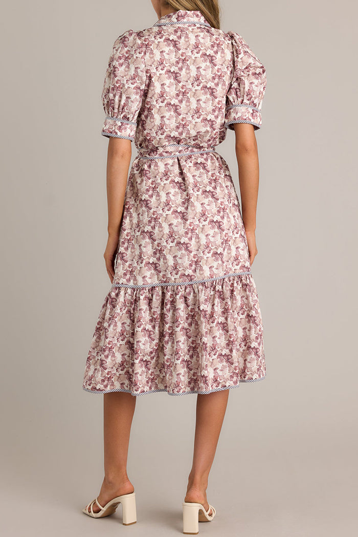 Brown Floral Midi Dress