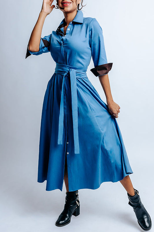 Casual Solid Color Pocket Dress