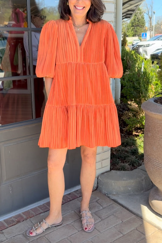 Wrinkle Resistant Crinkle Fabric Pockets Dress