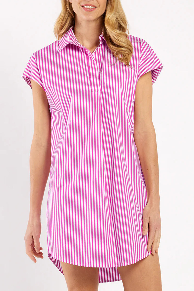 Causal Stripe Shirt Dress