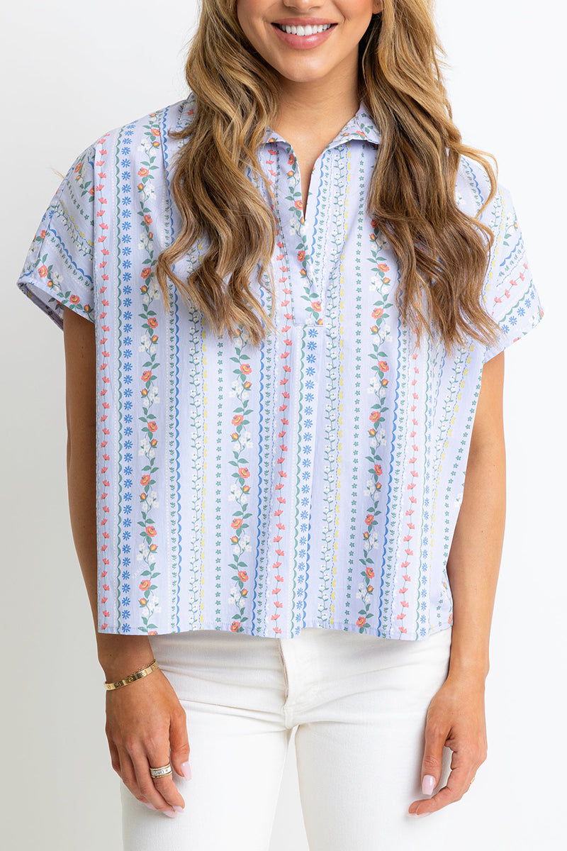 French Vine Floral Collar Top