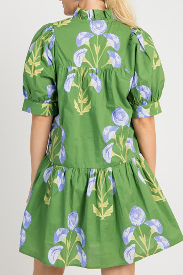 Puff Sleeve Floral Dress