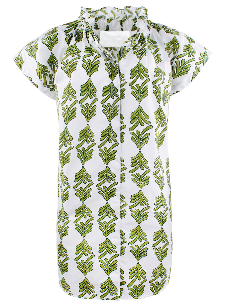 Ruffle Collar Button Pocket Dress