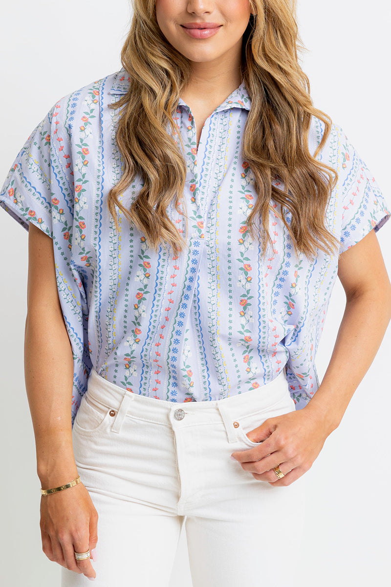 French Vine Floral Collar Top