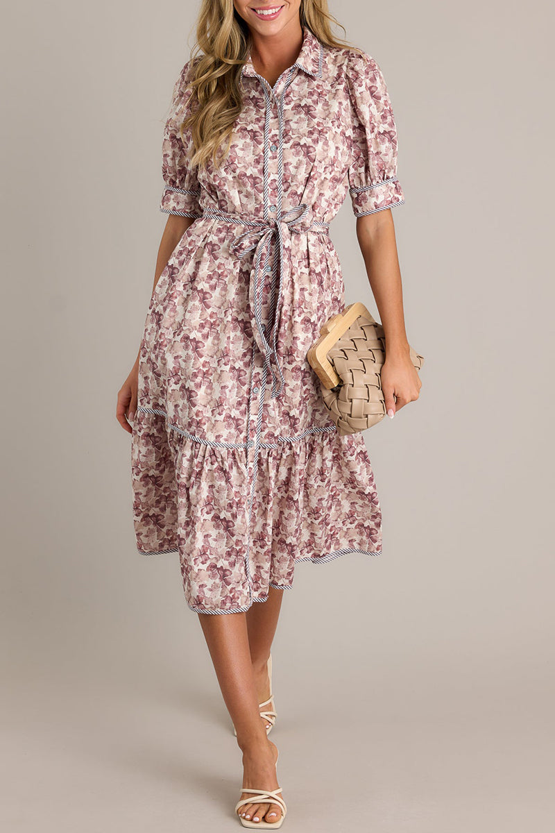 Brown Floral Midi Dress