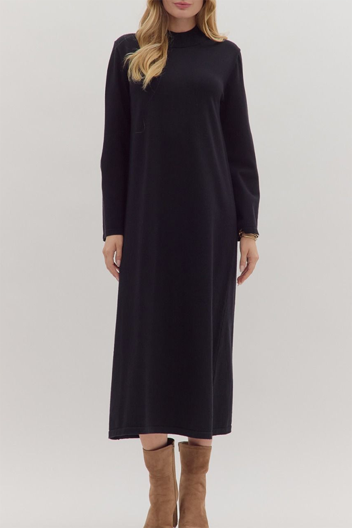 Mock Neck Maxi Sweater Dress