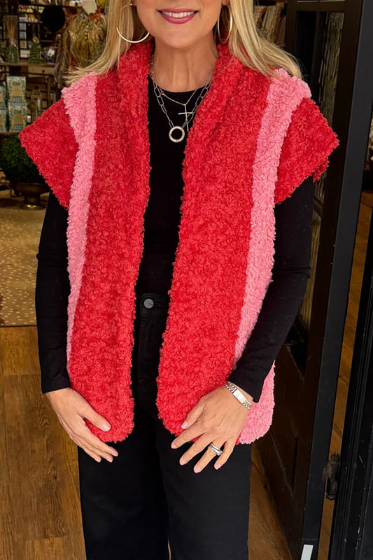 Textured Fluffy Sleeveless Pocket Vest