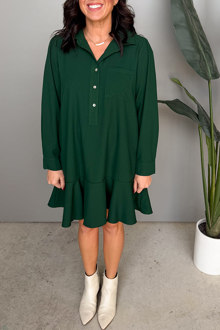 Ruffles Hem Button Dress