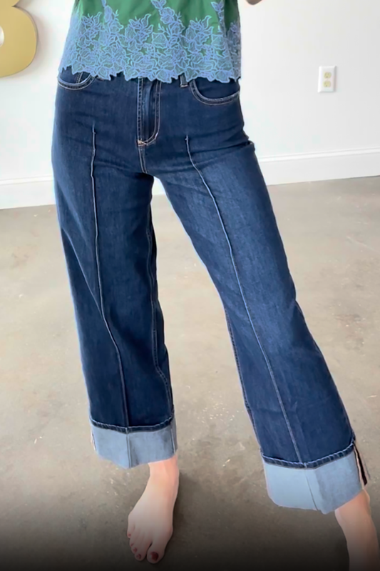 Casual Cuffed Hem Jeans