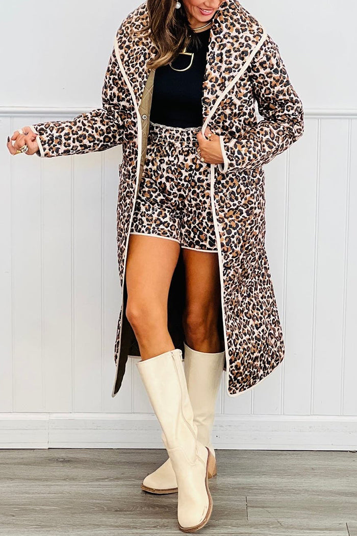 Leopard Multi Quilted Belted Coat
