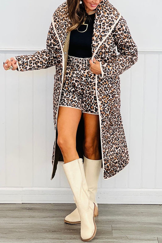 Leopard Multi Quilted Belted Coat