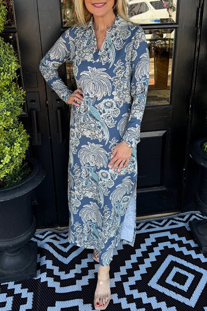 Long Sleeve Printed Midi Dress